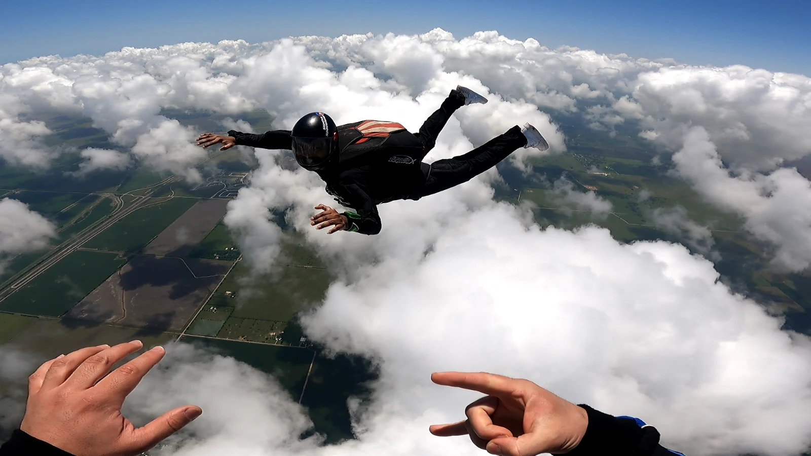 Bheeshma in freefall during his skydiving training